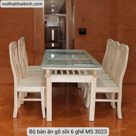 Bộ bàn ăn gỗ sồi 6 ghế MS 3023 8 Bộ bàn ăn gỗ sồi 6 ghế MS 3023