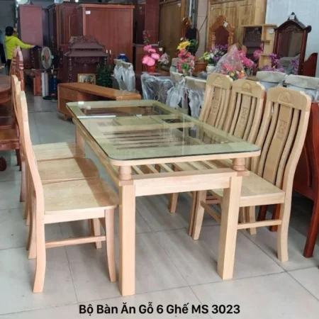 Bộ bàn ăn gỗ sồi 6 ghế MS 3023 7 Bộ bàn ăn gỗ sồi 6 ghế MS 3023