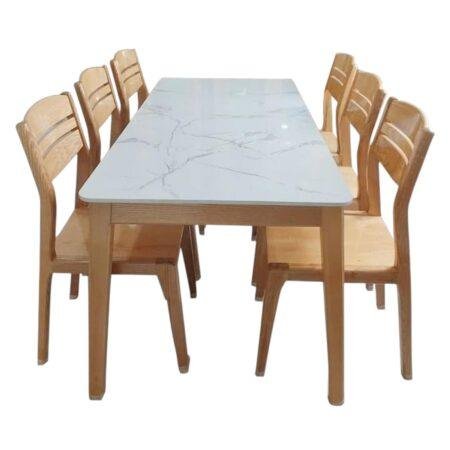 Bộ bàn ăn mặt đá gỗ sồi