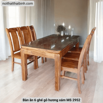 Bàn ăn 6 ghế gỗ hương xám MS 2952 Bàn ăn 6 ghế gỗ hương xám