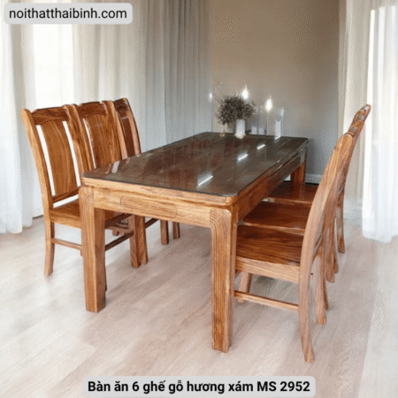 Bàn ăn 6 ghế gỗ hương xám