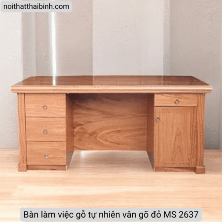 Bàn làm việc gỗ tự nhiên vân gõ đỏ MS 2637