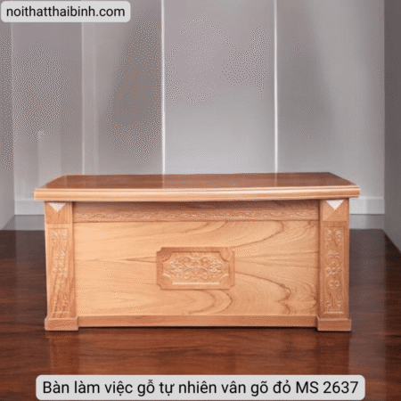 Bàn làm việc gỗ tự nhiên vân gõ đỏ MS 2637