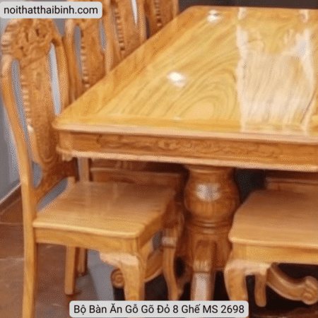 Bộ bàn ăn gỗ gõ đỏ 8 ghế MS 2698 8 Bộ bàn ăn gỗ gõ đỏ 8 ghế MS 2698