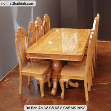 Bộ bàn ăn gỗ gõ đỏ 8 ghế