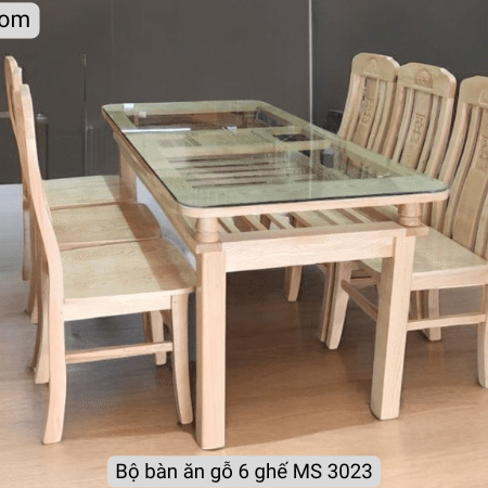 Bộ bàn ăn gỗ 6 ghế MS 3023 6 Bộ bàn ăn gỗ 6 ghế