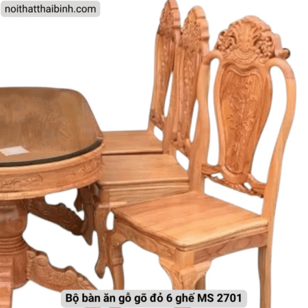 Bộ bàn ăn gỗ gõ đỏ 6 ghế MS 2701