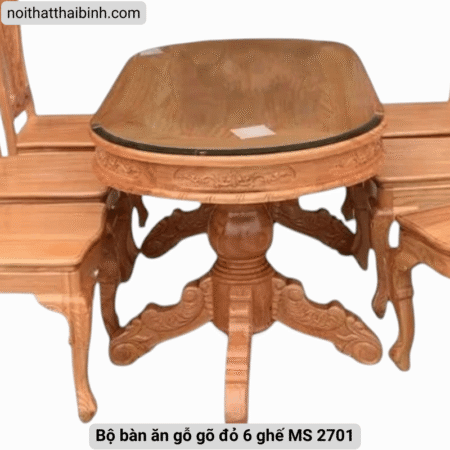 Bộ bàn ăn gỗ gõ đỏ 6 ghế MS 2701