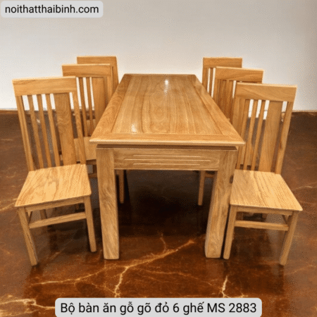 Bộ bàn ăn gỗ gõ 6 ghế