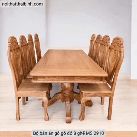 Bộ bàn ăn gỗ gõ đỏ 8 ghế MS 2910 10 Bộ bàn ăn gỗ gõ đỏ 8 ghế