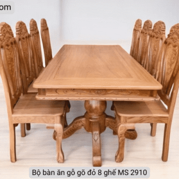 Bộ bàn ăn gỗ gõ đỏ 8 ghế MS 2910 Bộ bàn ăn gỗ gõ đỏ 8 ghế