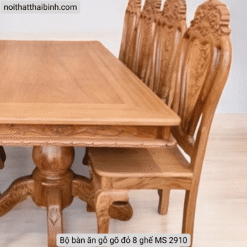 Bộ bàn ăn gỗ gõ đỏ 8 ghế MS 2910 Bộ bàn ăn gỗ gõ đỏ 8 ghế