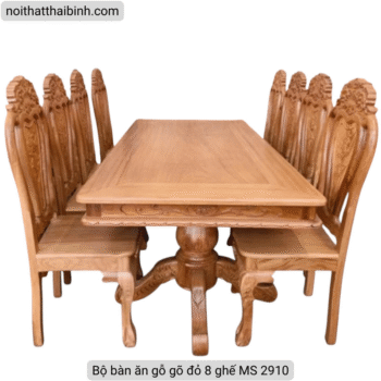 Bộ bàn ăn gỗ gõ đỏ 8 ghế MS 2910 Bộ bàn ăn gỗ gõ đỏ 8 ghế