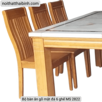 Bộ bàn ăn gỗ mặt đá 6 ghế MS 2822 Bộ bàn ăn gỗ mặt đá 6 ghế