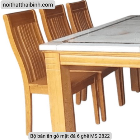 Bộ bàn ăn gỗ mặt đá 6 ghế