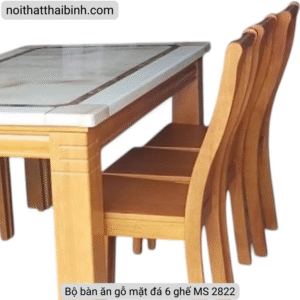Bộ bàn ăn gỗ mặt đá 6 ghế