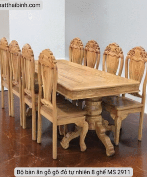 Bộ bàn ăn gỗ gõ đỏ tự nhiên 8 ghế
