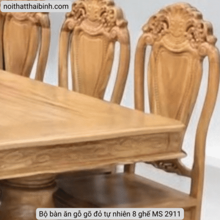 Bộ bàn ăn gỗ gõ đỏ tự nhiên 8 ghế