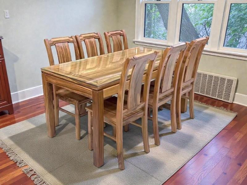 Bộ bàn ăn gỗ tự nhiên đẹp phong cách hiện đại