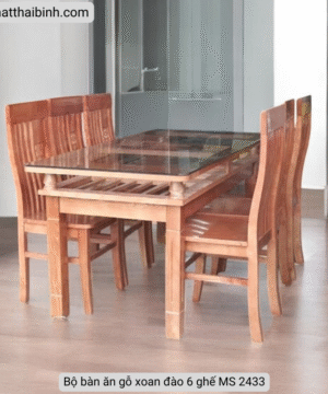 Bộ bàn ăn gỗ xoan đào 6 ghế