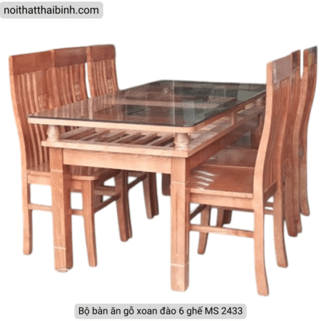 Bộ bàn ăn gỗ xoan đào 6 ghế MS 2433 12 Bộ bàn ăn gỗ xoan đào 6 ghế MS 2433