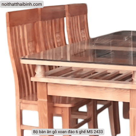 Bộ bàn ăn gỗ xoan đào 6 ghế MS 2433 13 Bộ bàn ăn gỗ xoan đào 6 ghế MS 2433