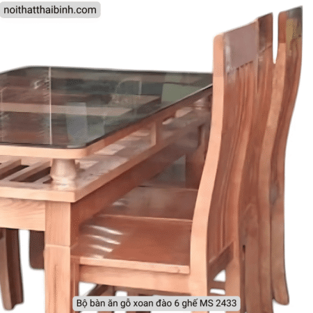 Bộ bàn ăn gỗ xoan đào 6 ghế MS 2433 14 Bộ bàn ăn gỗ xoan đào 6 ghế MS 2433