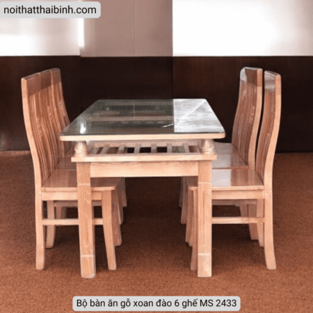 Bộ bàn ăn gỗ xoan đào 6 ghế MS 2433 15 Bộ bàn ăn gỗ xoan đào 6 ghế MS 2433