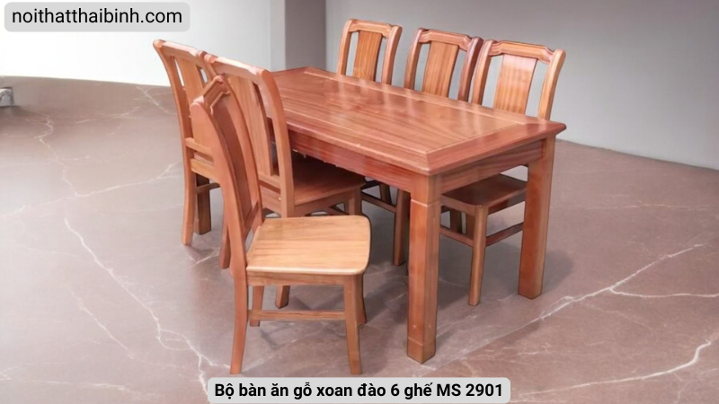 Bộ bàn ăn gỗ xoan đào 6 ghế