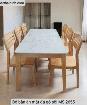 Bộ bàn ăn mặt đá gỗ sồi