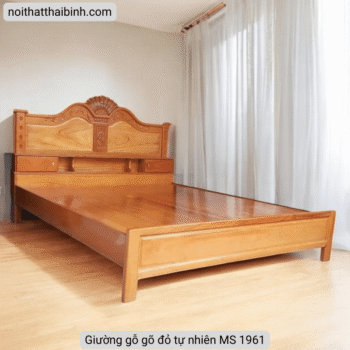 Giường gỗ gõ đỏ tự nhiên