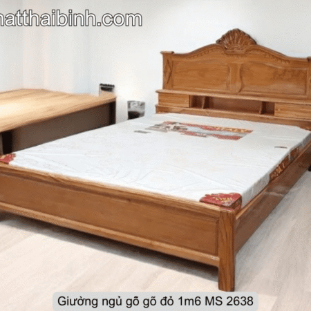 Giường ngủ gỗ gõ đỏ 1m6