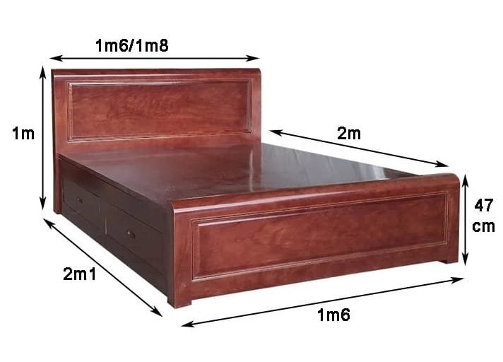Giường ngủ gỗ sơn màu óc chó cao cấp