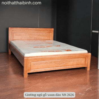 Giường ngủ gỗ xoan đào đẹp MS 2626 Mẫu giường ngủ gỗ xoan đào đẹp