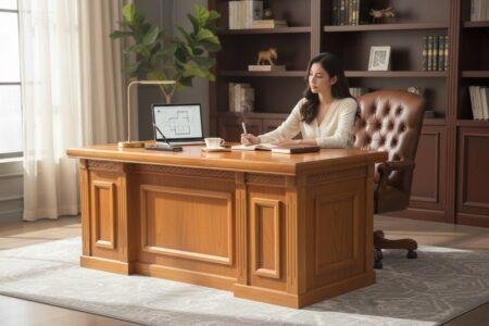 Mẫu Bàn Gỗ Làm Việc Văn Phòng Độc Đáo và Sang Trọng