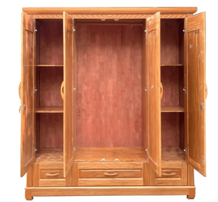 Tủ gỗ tự nhiên vân đinh hương 4 cánh MS 2991