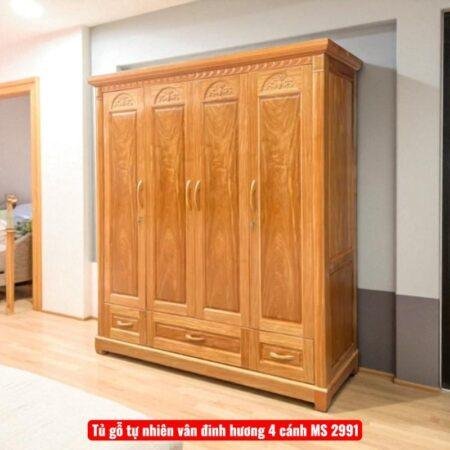 Tủ gỗ tự nhiên vân đinh hương 4 cánh MS 2991