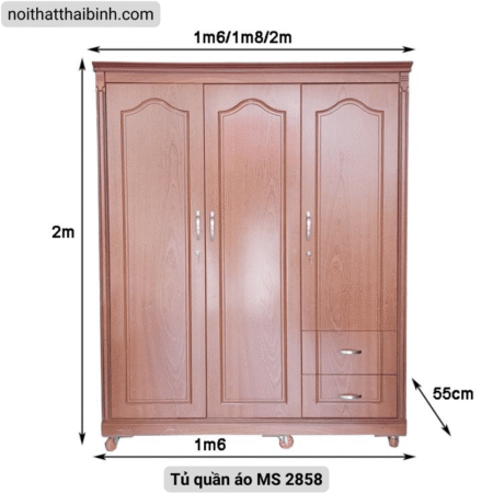 Tủ quần áo 1m6 MS 2858 9 Tủ quần áo 1m6