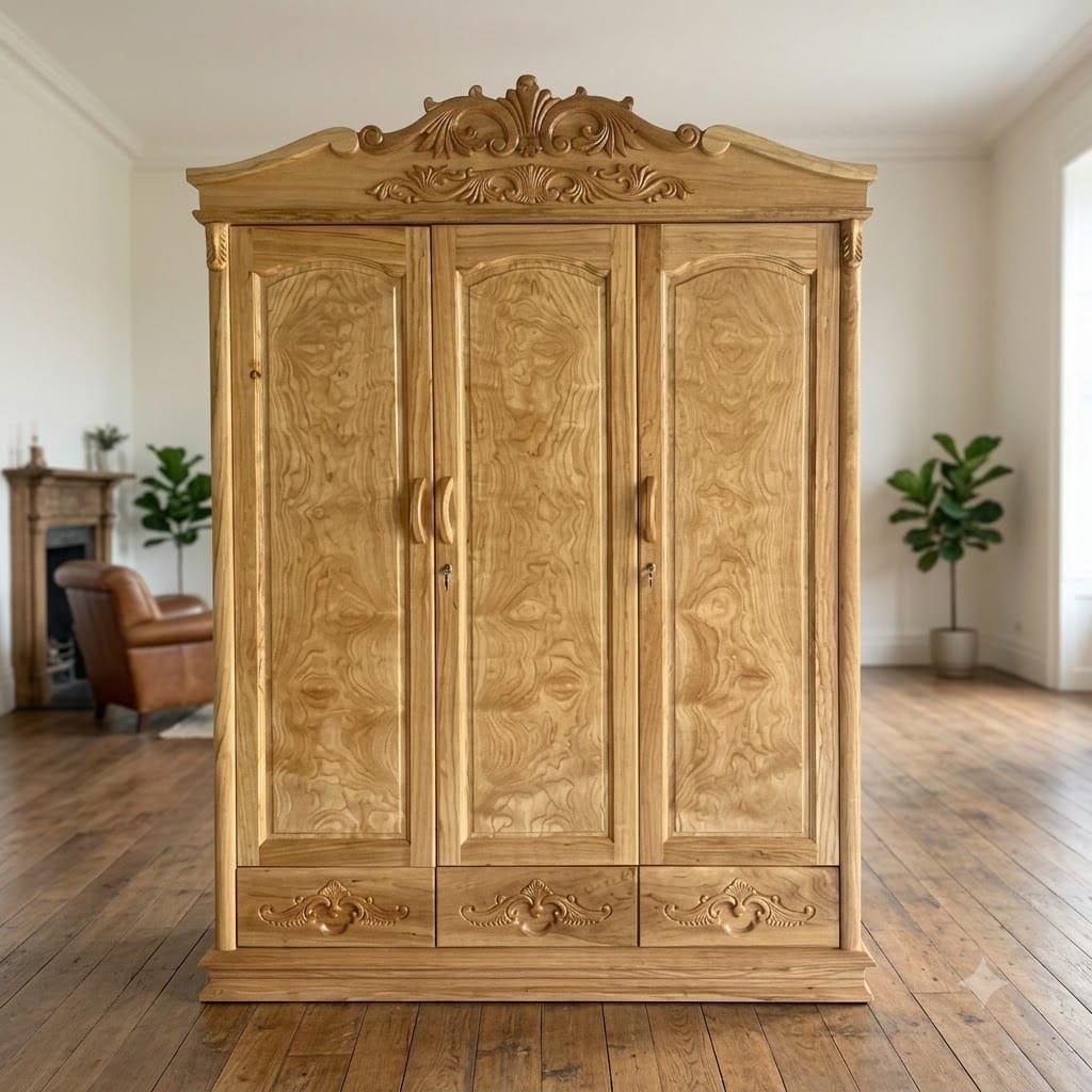 Tủ quần áo gỗ gõ đỏ 4 cánh cao cấp