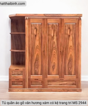 Tủ quần áo gỗ vân hương xám có kệ trang trí MS 2944