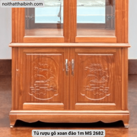 Tủ rượu gỗ xoan đào 1m MS 2682 12 Tủ rượu gỗ xoan đào 1m