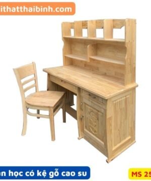 Bàn học cho bé có kệ gỗ tự nhiên