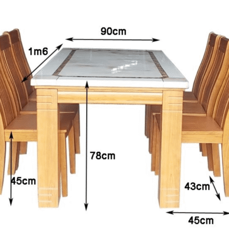 Bộ bàn ăn gỗ mặt đá 6 ghế MS 2822