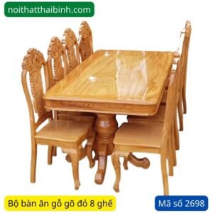 Bộ bàn ăn gỗ gõ đỏ 8 ghế