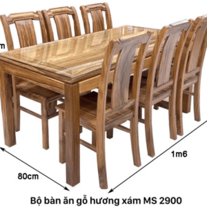 Bộ bàn ăn gỗ hương xám 6 ghế MS 2900