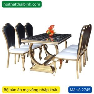 Bộ bàn ăn mạ vàng nhập khẩu