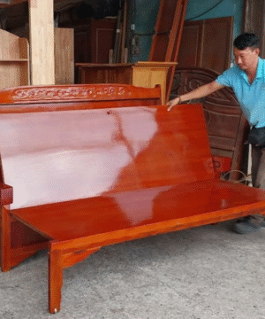 Ghế gấp thành giường gỗ tự nhiên