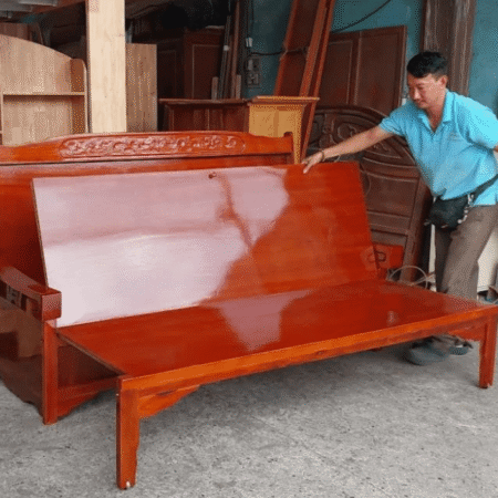 Ghế gấp thành giường gỗ tự nhiên