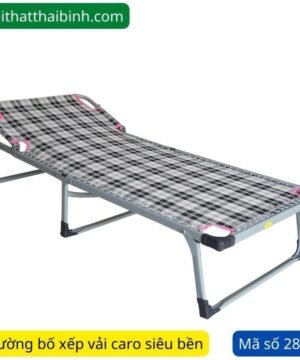 Giường bố xếp vải caro siêu bền