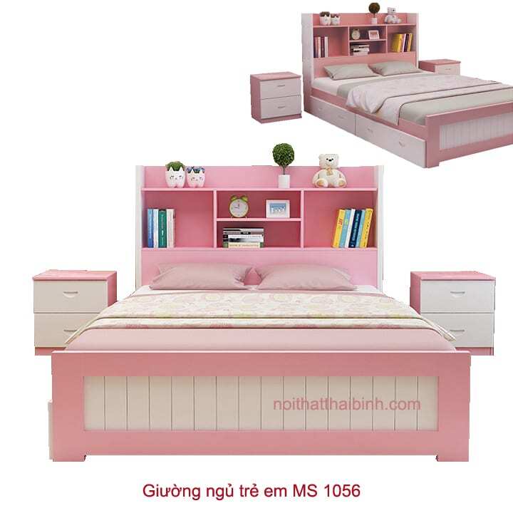 Giường ngủ trẻ em màu hồng